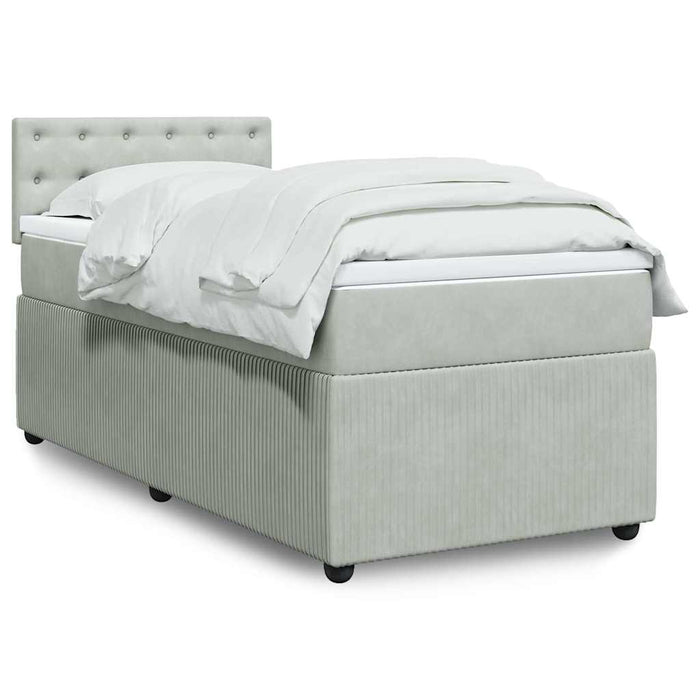 Pat continental cu saltea, gri deschis, 80x200 cm, catifea - WALTI WALTI