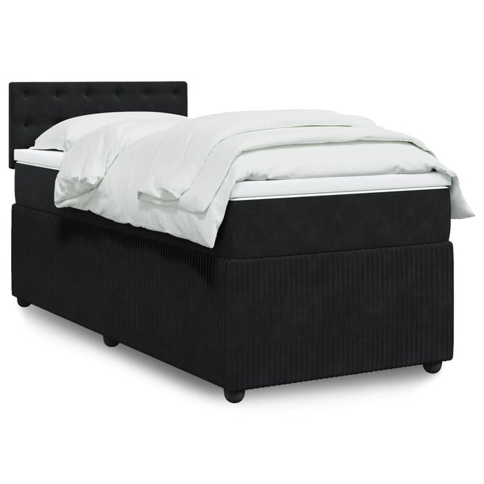 Pat box spring cu saltea, negru, 80x200 cm, catifea - WALTI WALTI