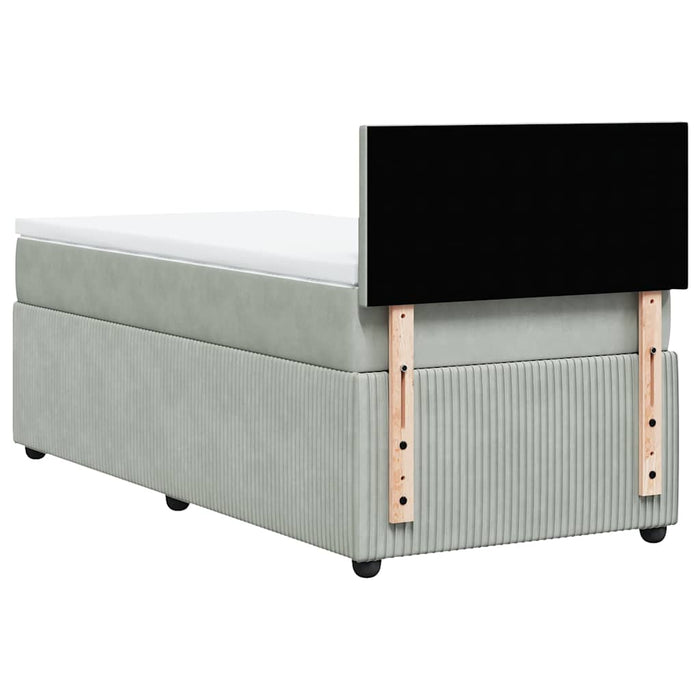 Pat box spring cu saltea, gri deschis, 90x190 cm, catifea - WALTI WALTI