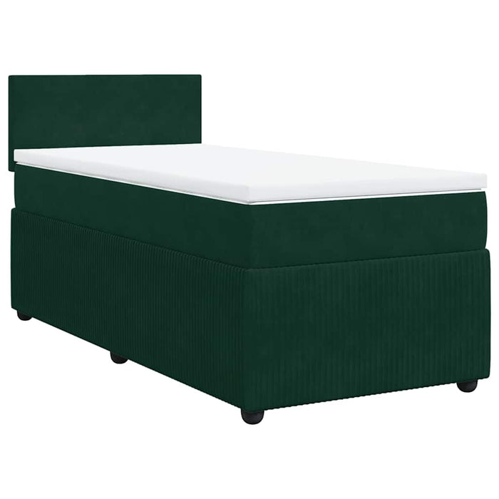 Pat box spring cu saltea, verde închis, 90x190 cm, catifea - WALTI WALTI