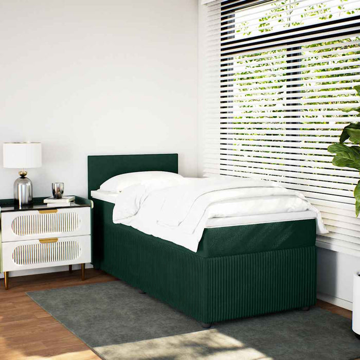 Pat box spring cu saltea, verde închis, 90x190 cm, catifea - WALTI WALTI