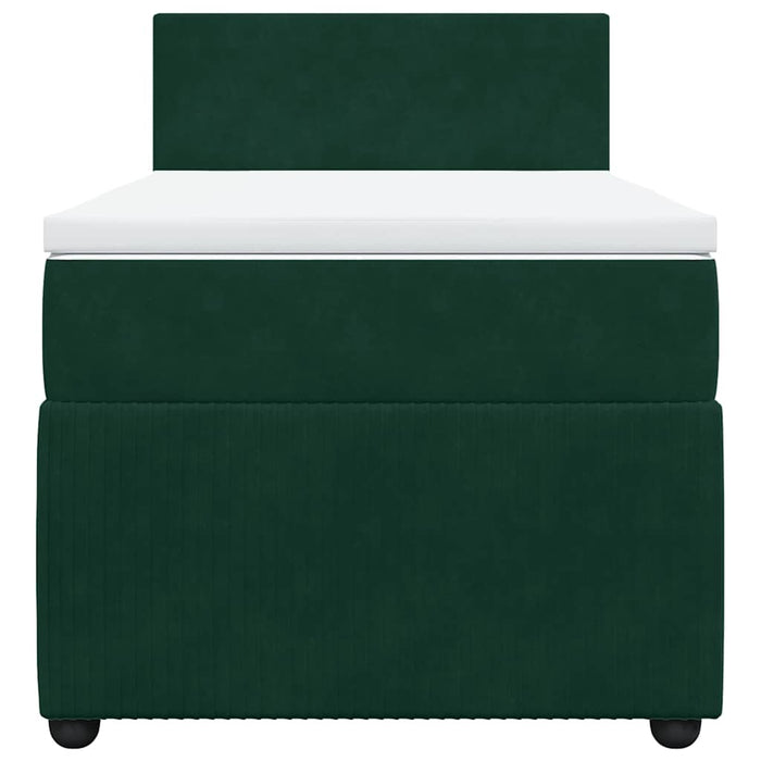 Pat box spring cu saltea, verde închis, 90x190 cm, catifea - WALTI WALTI