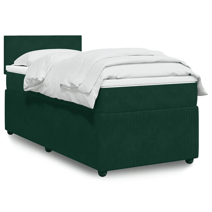 Pat box spring cu saltea, verde închis, 90x190 cm, catifea - WALTI WALTI