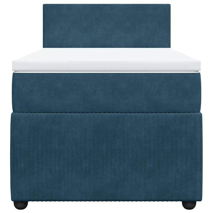 Pat box spring cu saltea, albastru, 90x190 cm, catifea - WALTI WALTI