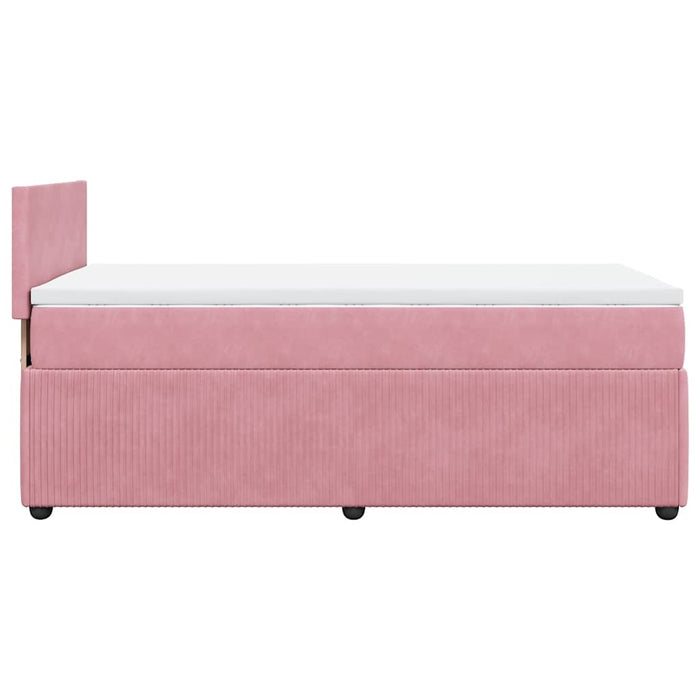 Pat box spring cu saltea, roz, 90x190 cm, catifea - WALTI WALTI