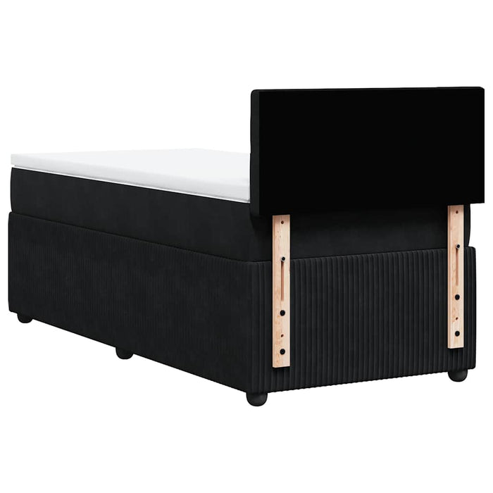 Pat box spring cu saltea, negru, 90x190 cm, catifea - WALTI WALTI