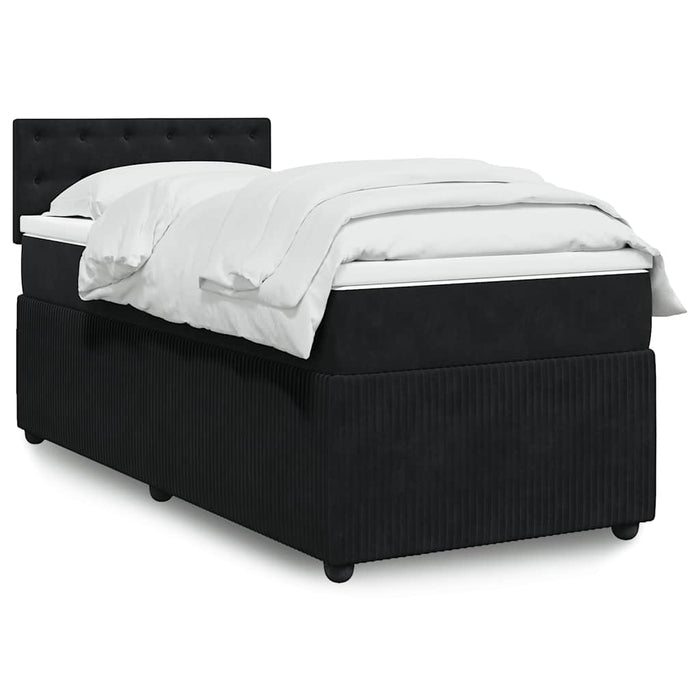 Pat box spring cu saltea, negru, 90x190 cm, catifea - WALTI WALTI