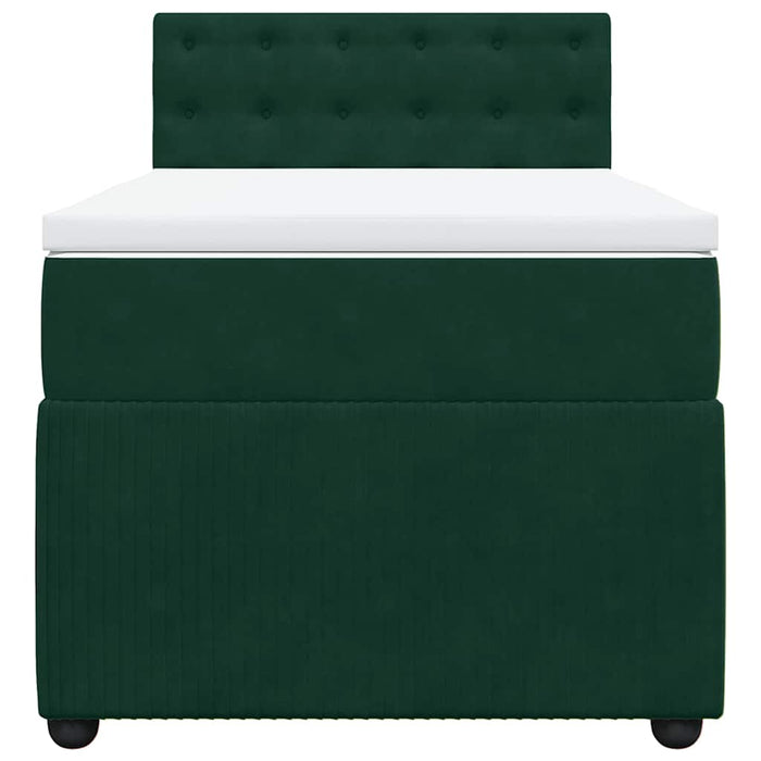 Pat box spring cu saltea, verde închis, 90x190 cm, catifea - WALTI WALTI