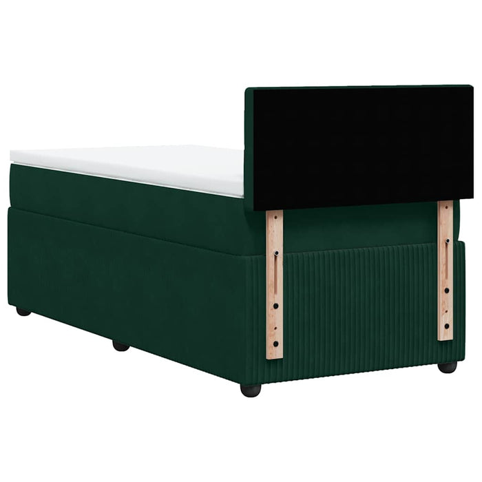 Pat box spring cu saltea, verde închis, 90x190 cm, catifea - WALTI WALTI