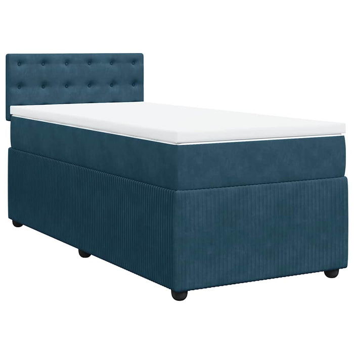 Pat box spring cu saltea, albastru, 90x190 cm, catifea - WALTI WALTI