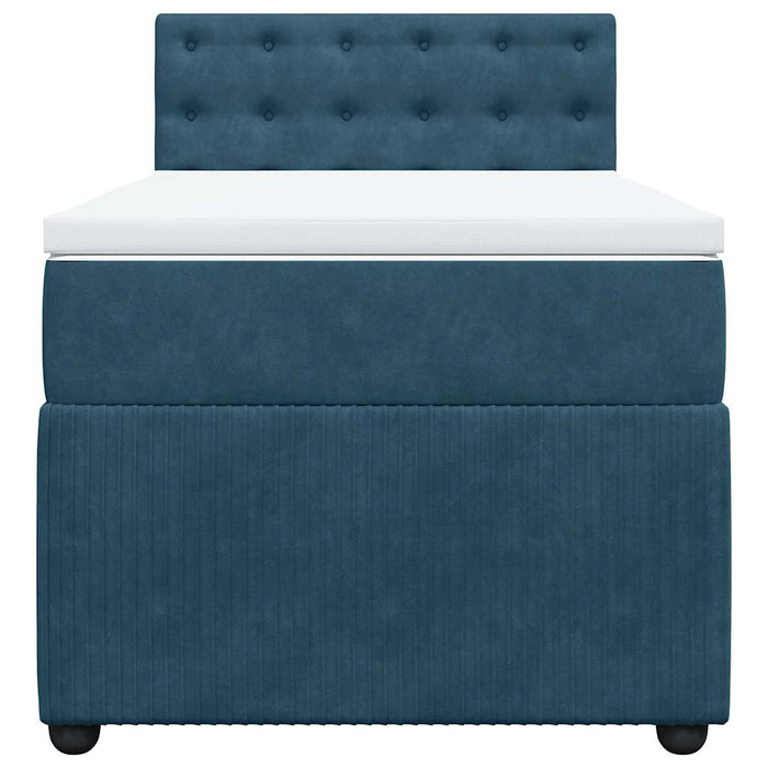 Pat box spring cu saltea, albastru, 90x190 cm, catifea - WALTI WALTI