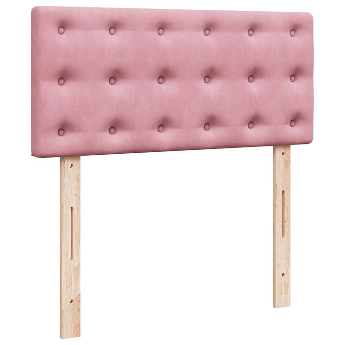 Pat box spring cu saltea, roz, 90x190 cm, catifea WALTI