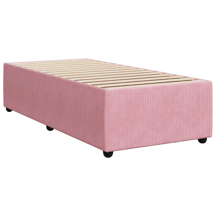 Pat box spring cu saltea, roz, 90x190 cm, catifea WALTI