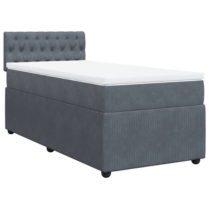 Pat box spring cu saltea, gri închis, 90x190 cm, catifea - WALTI WALTI