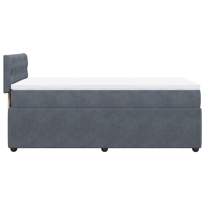 Pat box spring cu saltea, gri închis, 90x190 cm, catifea - WALTI WALTI
