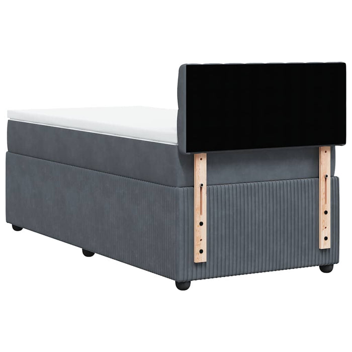 Pat box spring cu saltea, gri închis, 90x190 cm, catifea - WALTI WALTI