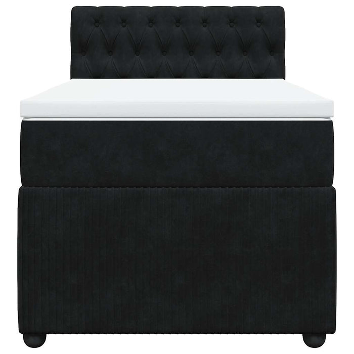 Pat box spring cu saltea, negru, 90x190 cm, catifea - WALTI WALTI