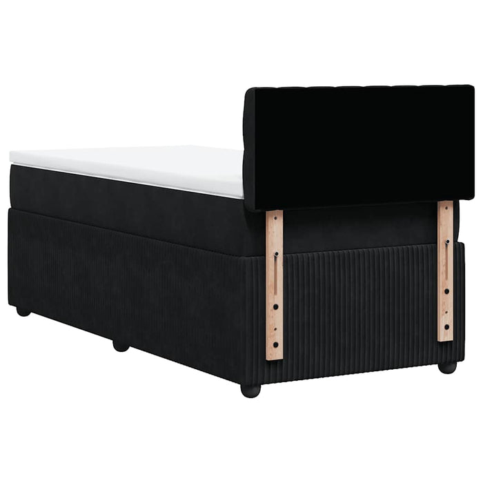 Pat box spring cu saltea, negru, 90x190 cm, catifea - WALTI WALTI