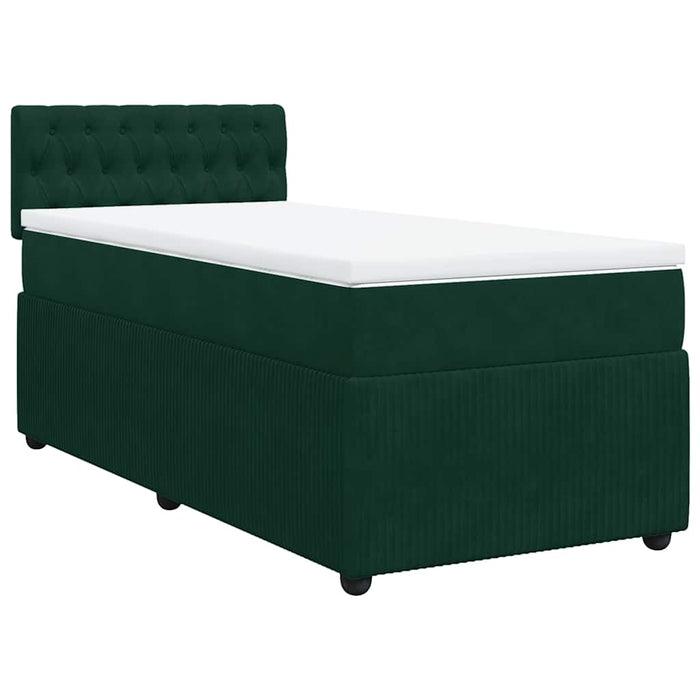 Pat box spring cu saltea, verde închis, 90x190 cm, catifea - WALTI WALTI