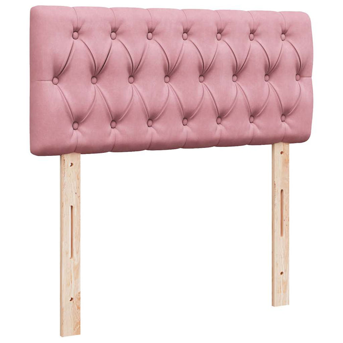 Pat box spring cu saltea, roz, 90x190 cm, catifea WALTI