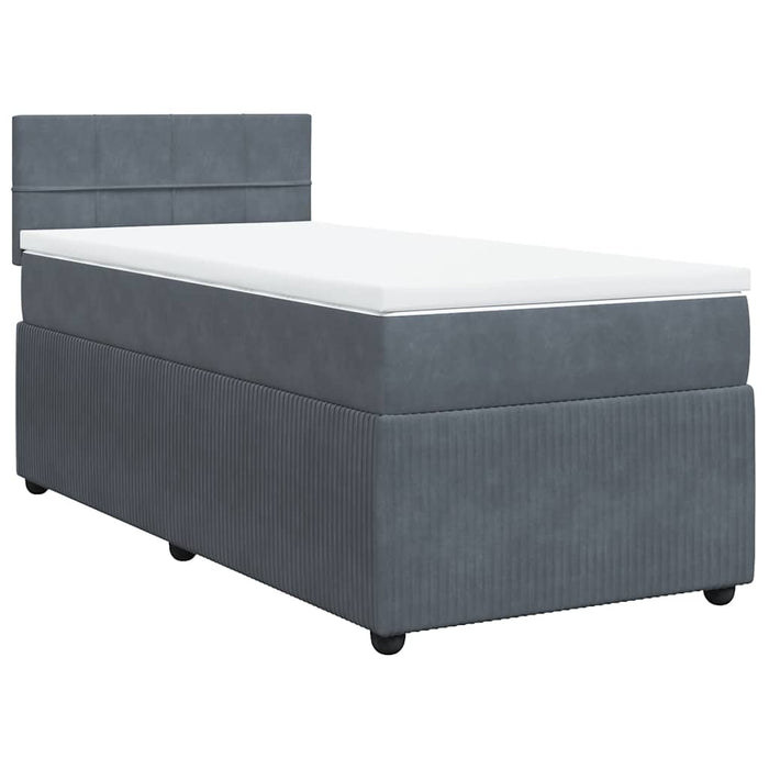 Pat box spring cu saltea, gri închis, 90x190 cm, catifea - WALTI WALTI