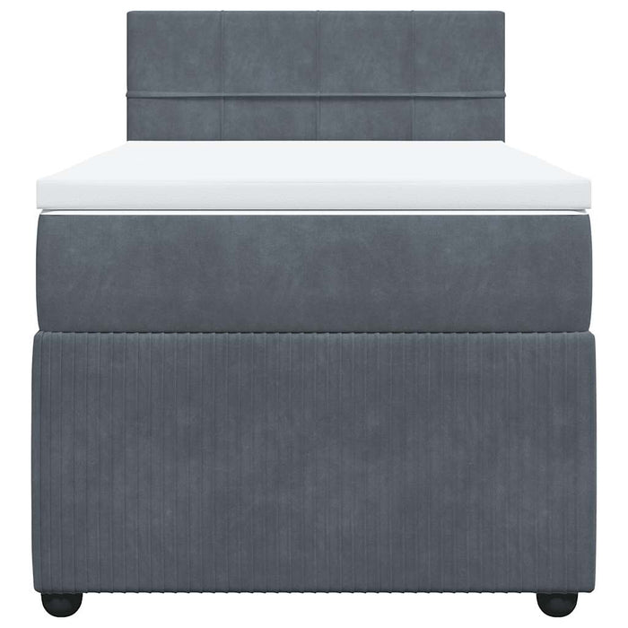 Pat box spring cu saltea, gri închis, 90x190 cm, catifea - WALTI WALTI