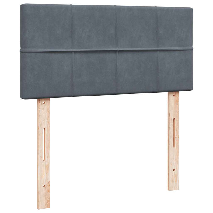 Pat box spring cu saltea, gri închis, 90x190 cm, catifea - WALTI WALTI