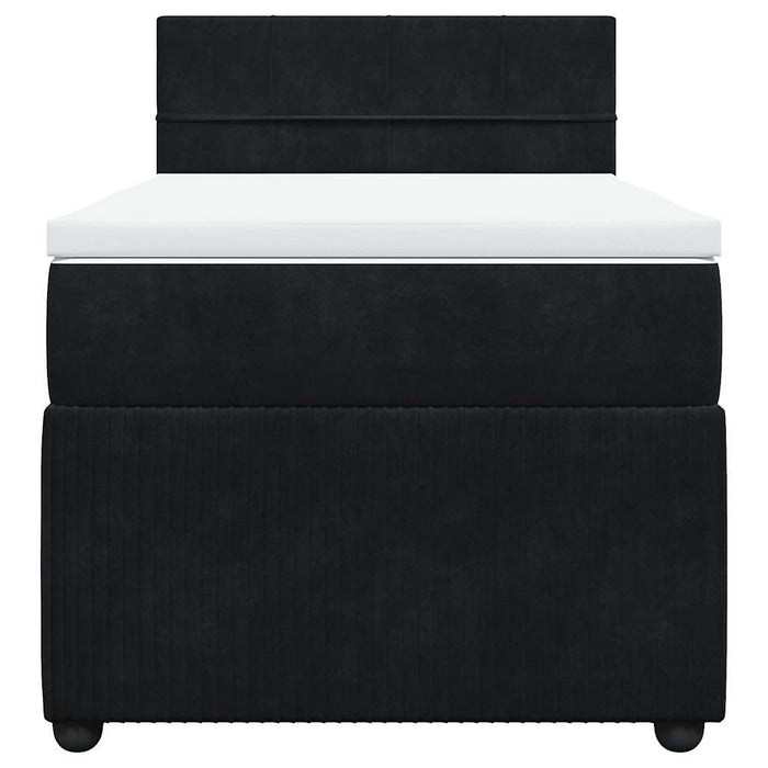 Pat box spring cu saltea, negru, 90x190 cm, catifea - WALTI WALTI