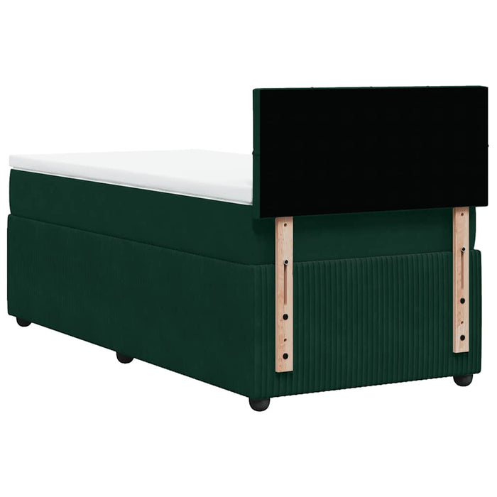 Pat box spring cu saltea, verde închis, 90x190 cm, catifea - WALTI WALTI