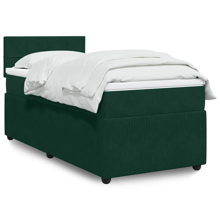 Pat box spring cu saltea, verde închis, 90x190 cm, catifea - WALTI WALTI