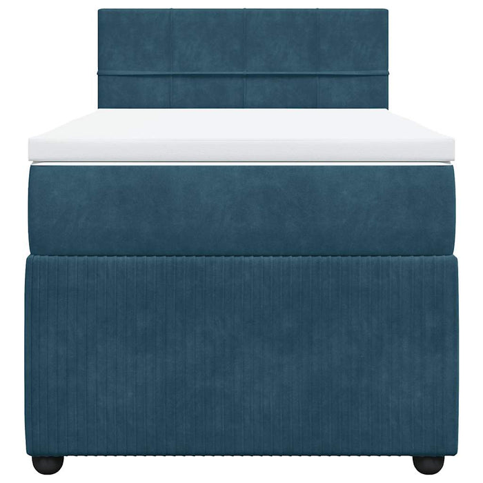 Pat box spring cu saltea, albastru, 90x190 cm, catifea - WALTI WALTI