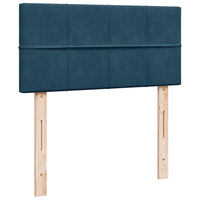 Pat box spring cu saltea, albastru, 90x190 cm, catifea - WALTI WALTI