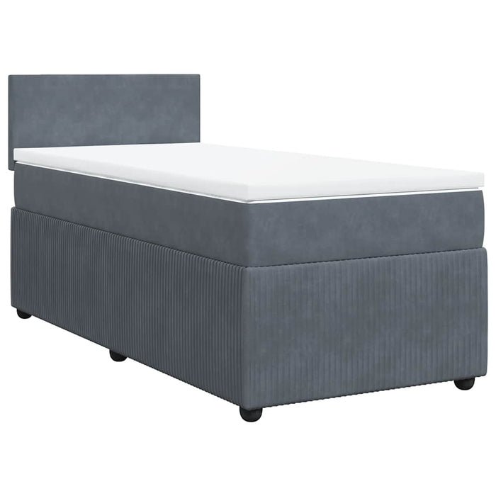 Pat box spring cu saltea, gri închis, 90x200 cm, catifea - WALTI WALTI