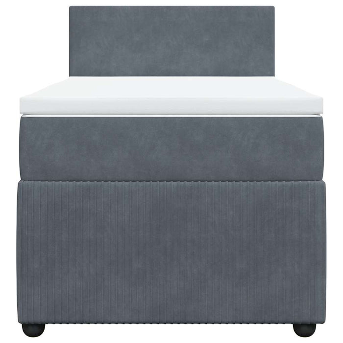 Pat box spring cu saltea, gri închis, 90x200 cm, catifea - WALTI WALTI