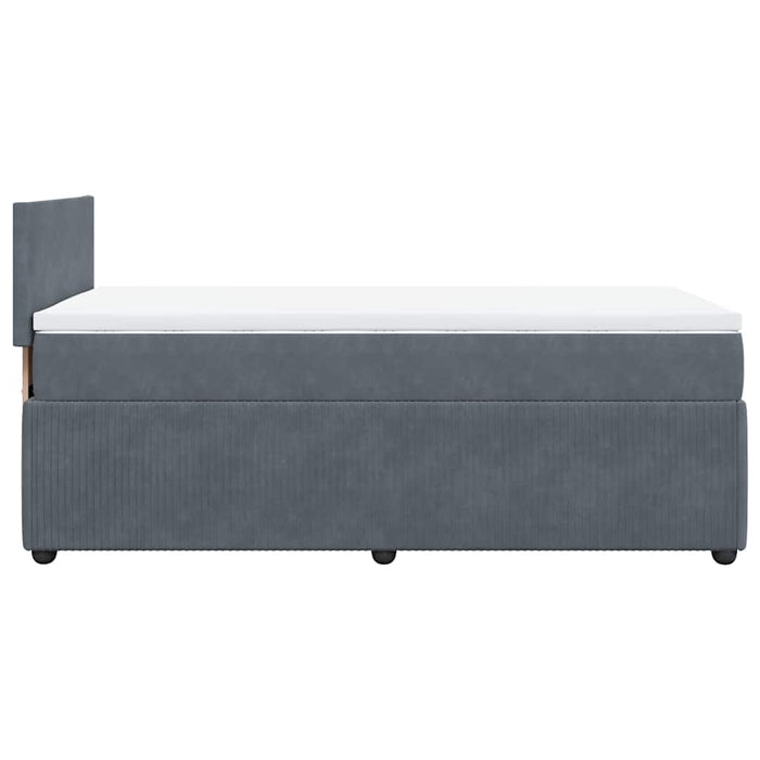 Pat box spring cu saltea, gri închis, 90x200 cm, catifea - WALTI WALTI