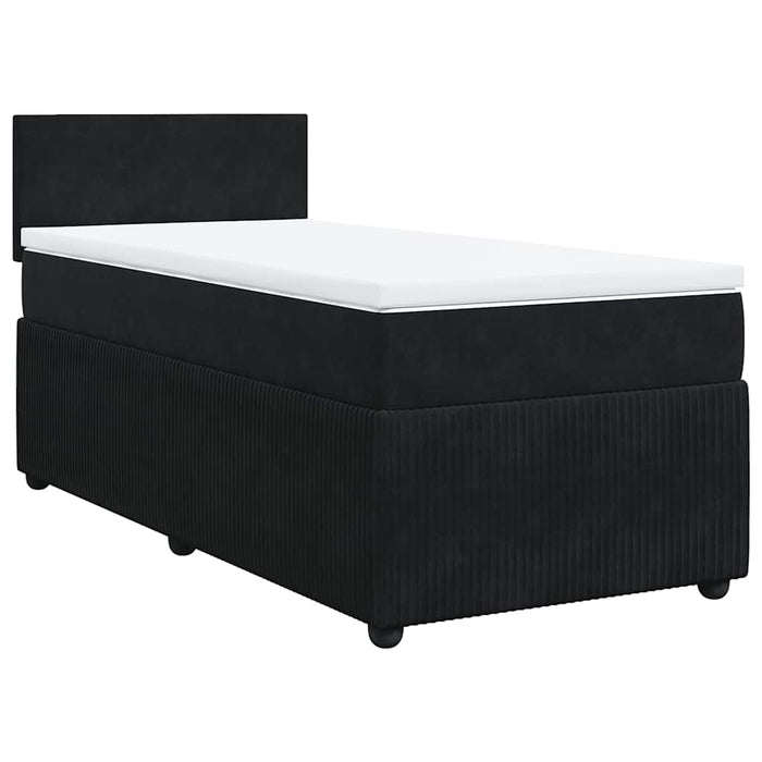 Pat box spring cu saltea, negru, 90x200 cm, catifea - WALTI WALTI