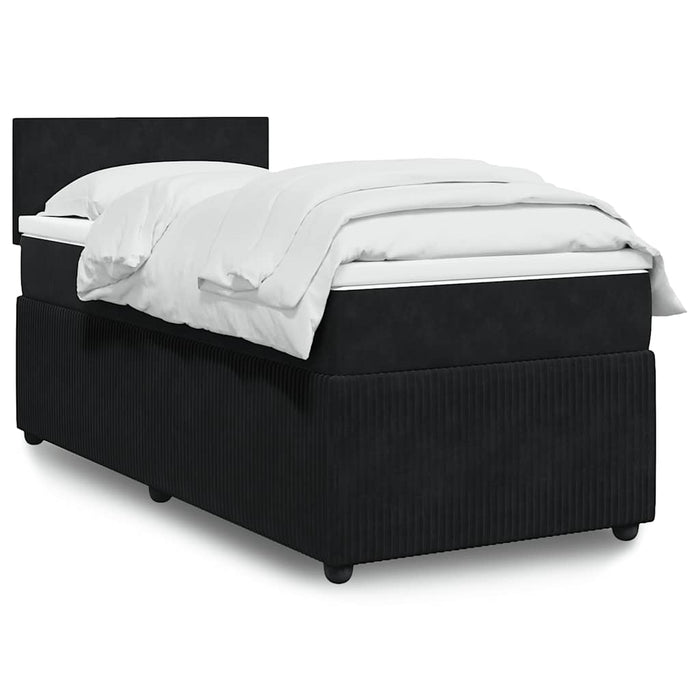 Pat box spring cu saltea, negru, 90x200 cm, catifea - WALTI WALTI