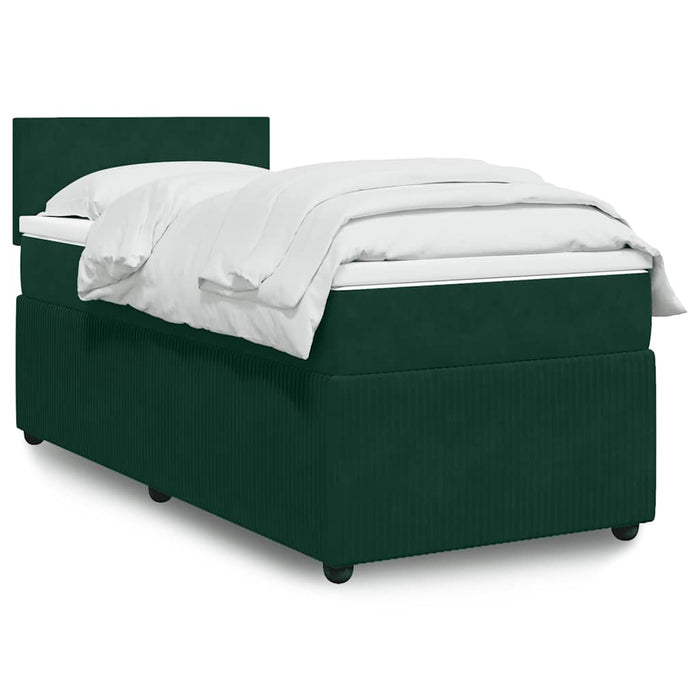 Pat box spring cu saltea, verde închis, 90x200 cm, catifea - WALTI WALTI