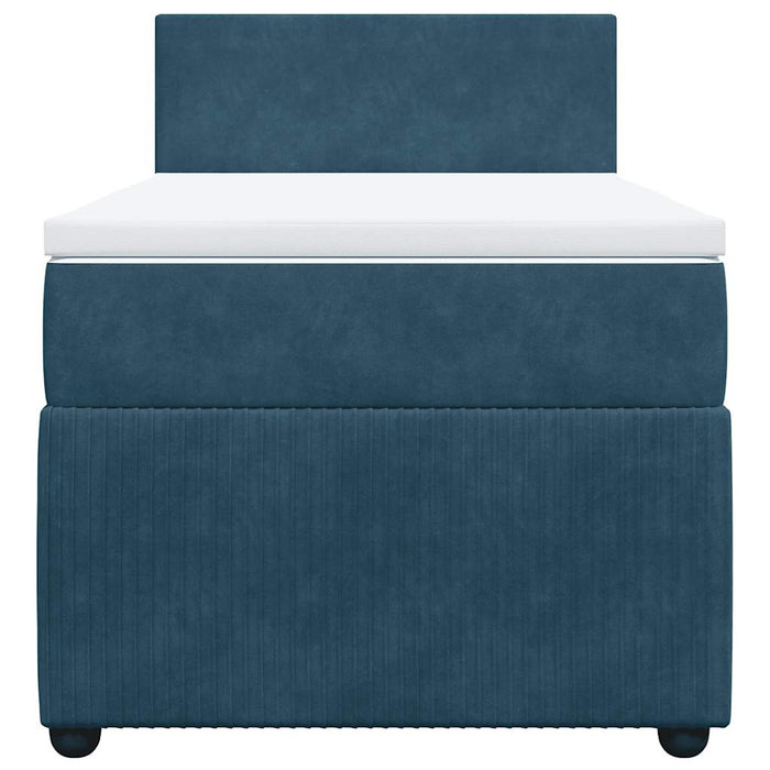 Pat box spring cu saltea, albastru, 90x200 cm, catifea - WALTI WALTI