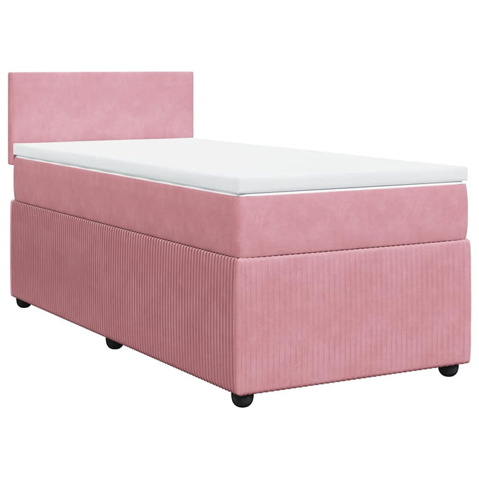 Pat box spring cu saltea, roz, 90x200 cm, catifea - WALTI WALTI