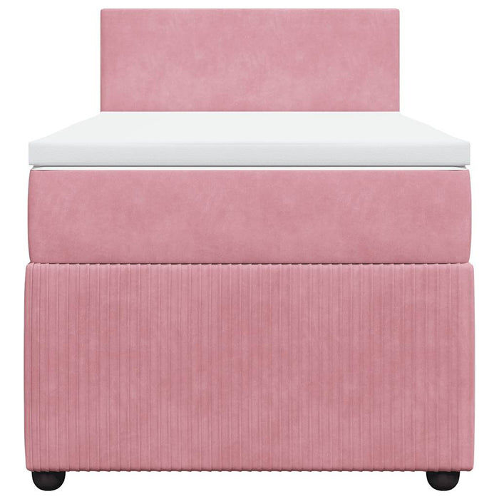 Pat box spring cu saltea, roz, 90x200 cm, catifea - WALTI WALTI