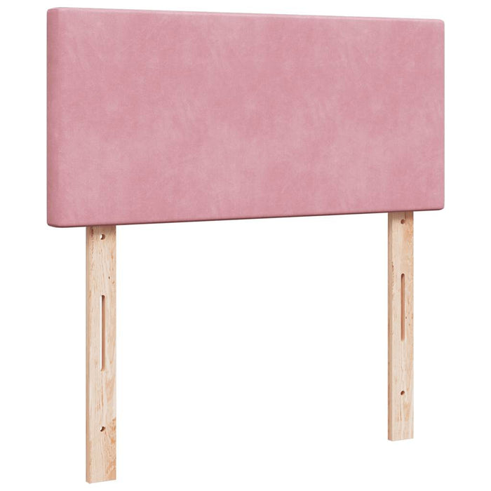 Pat box spring cu saltea, roz, 90x200 cm, catifea - WALTI WALTI