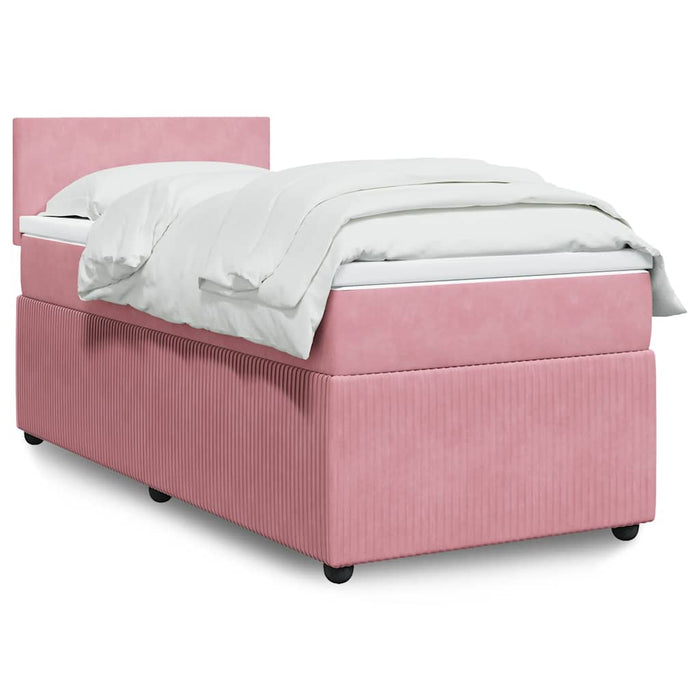 Pat box spring cu saltea, roz, 90x200 cm, catifea - WALTI WALTI