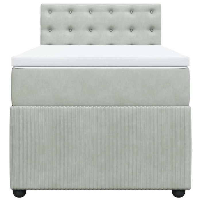 Pat box spring cu saltea, gri deschis, 90x200 cm, catifea - WALTI WALTI