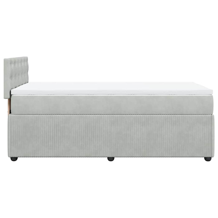 Pat box spring cu saltea, gri deschis, 90x200 cm, catifea - WALTI WALTI
