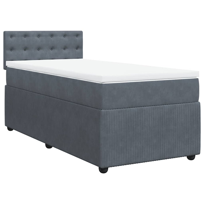 Pat box spring cu saltea, gri închis, 90x200 cm, catifea - WALTI WALTI