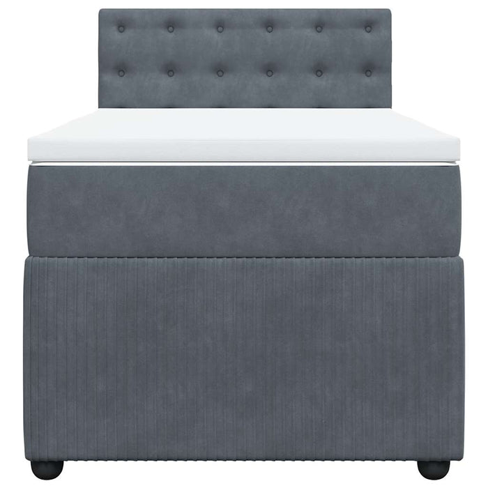 Pat box spring cu saltea, gri închis, 90x200 cm, catifea - WALTI WALTI