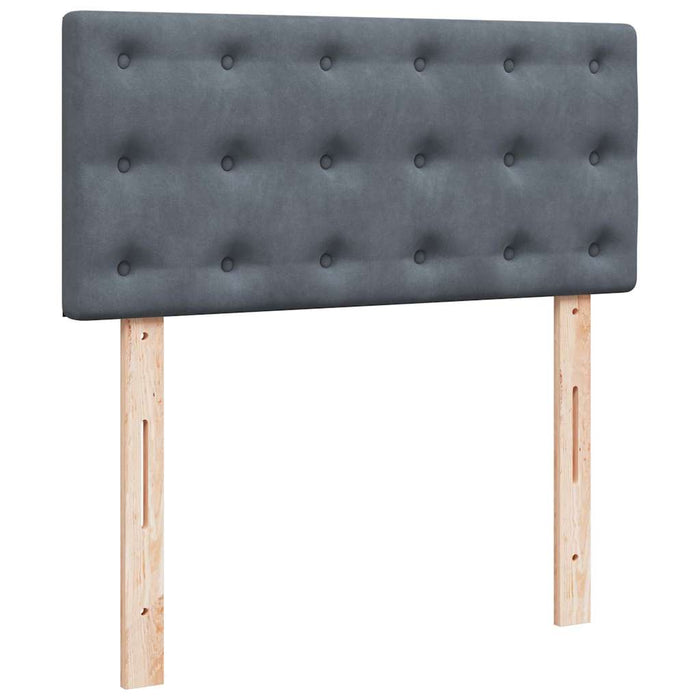 Pat box spring cu saltea, gri închis, 90x200 cm, catifea - WALTI WALTI