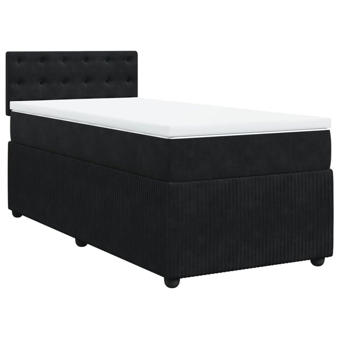 Pat box spring cu saltea, negru, 90x200 cm, catifea - WALTI WALTI
