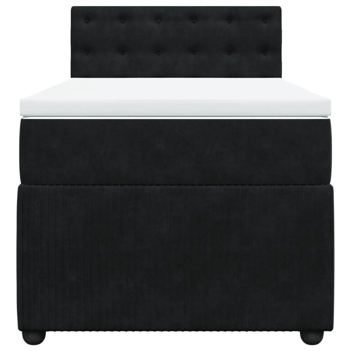 Pat box spring cu saltea, negru, 90x200 cm, catifea - WALTI WALTI
